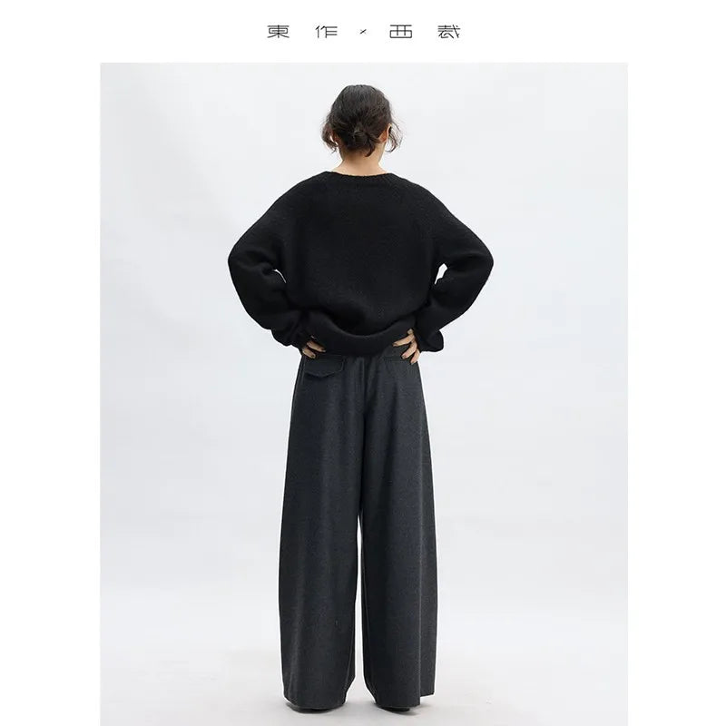 Naples Wide-Leg Pants Women's Wool Trousers Casual Suit Pants 2026 Spring and Autumn New Style