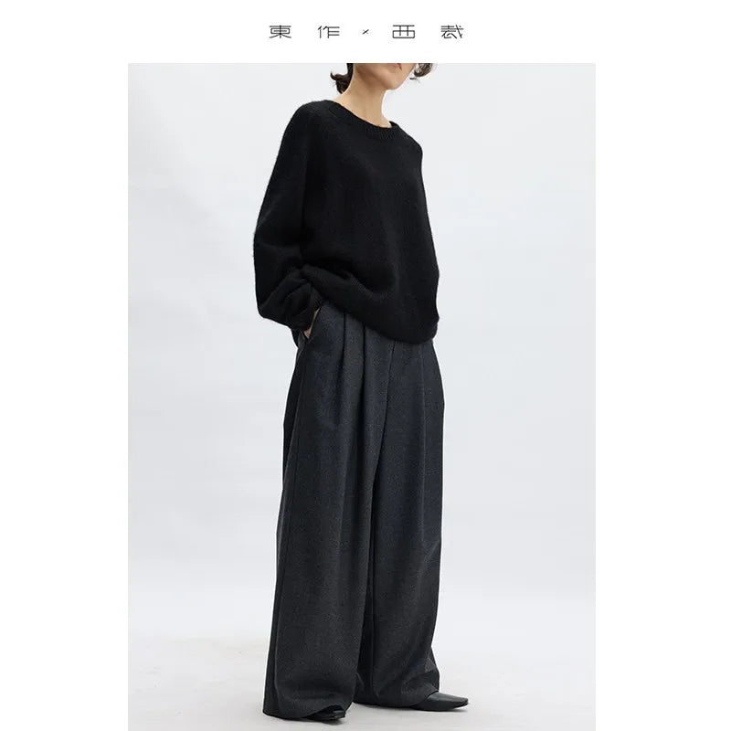 Naples Wide-Leg Pants Women's Wool Trousers Casual Suit Pants 2026 Spring and Autumn New Style