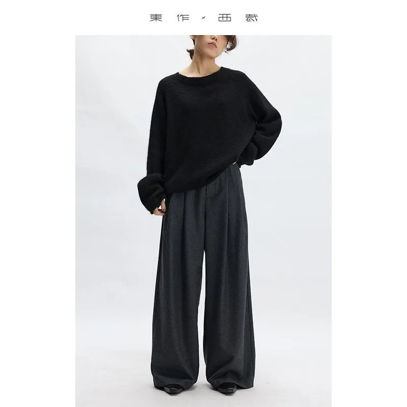 Naples Wide-Leg Pants Women's Wool Trousers Casual Suit Pants 2026 Spring and Autumn New Style